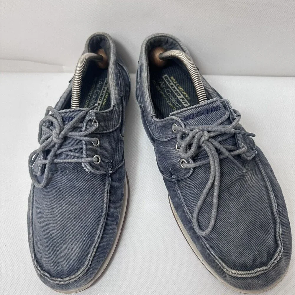 Skechers Shoes Mens 13 Relaxed Fit Eris Inaldo Boat Navy Comfort Canvas Denim